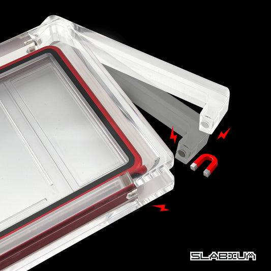 Slabium Acrylic Box PSA magnetic acrylic slab display case opening and closing