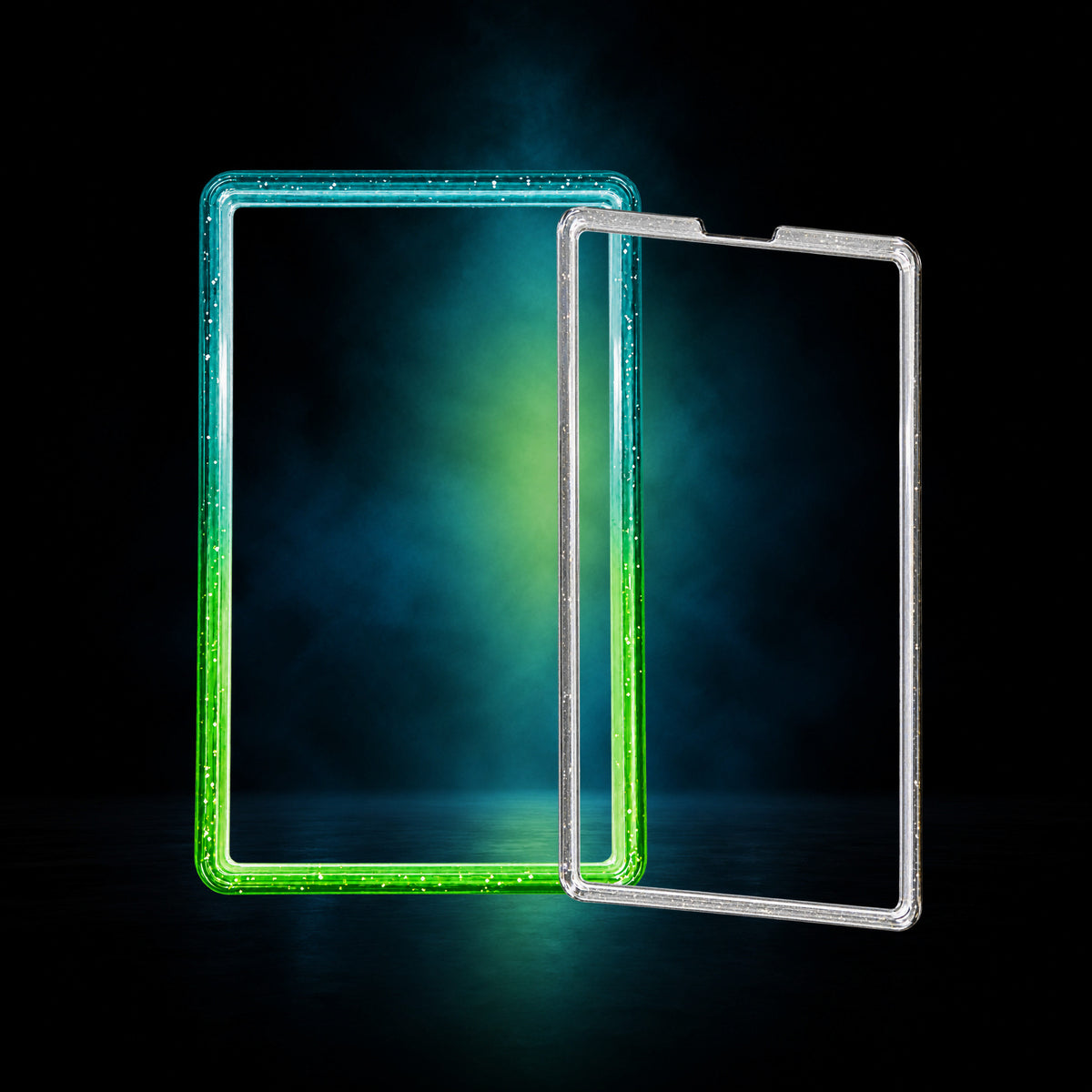 Aurora Jade glitter PSA slab guard with front and back acrylic plates – Slabium Double Plate Guard Acrylic PSA