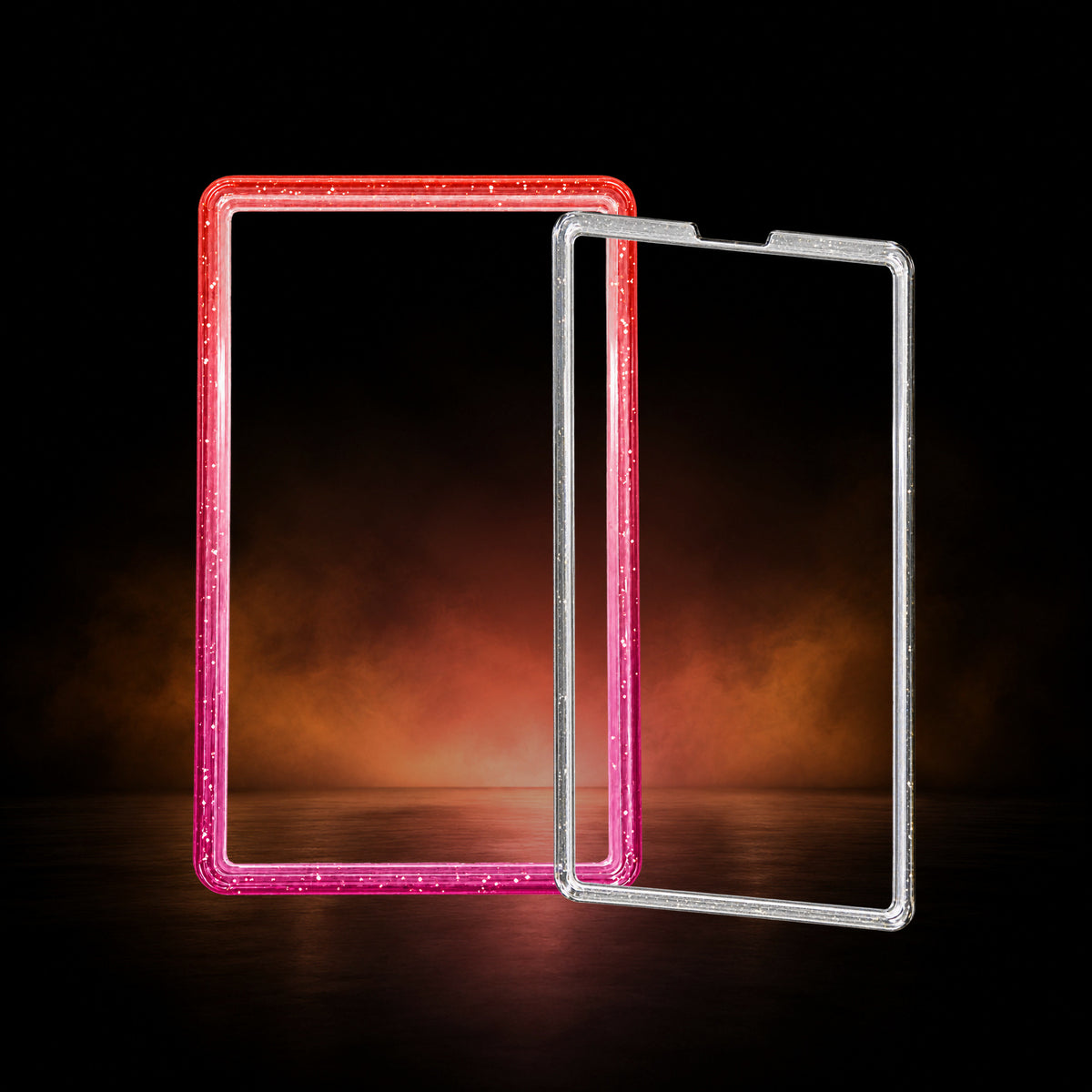 Coral Bloom glitter PSA slab guard with front and back acrylic plates – Slabium Double Plate Guard Acrylic PSA