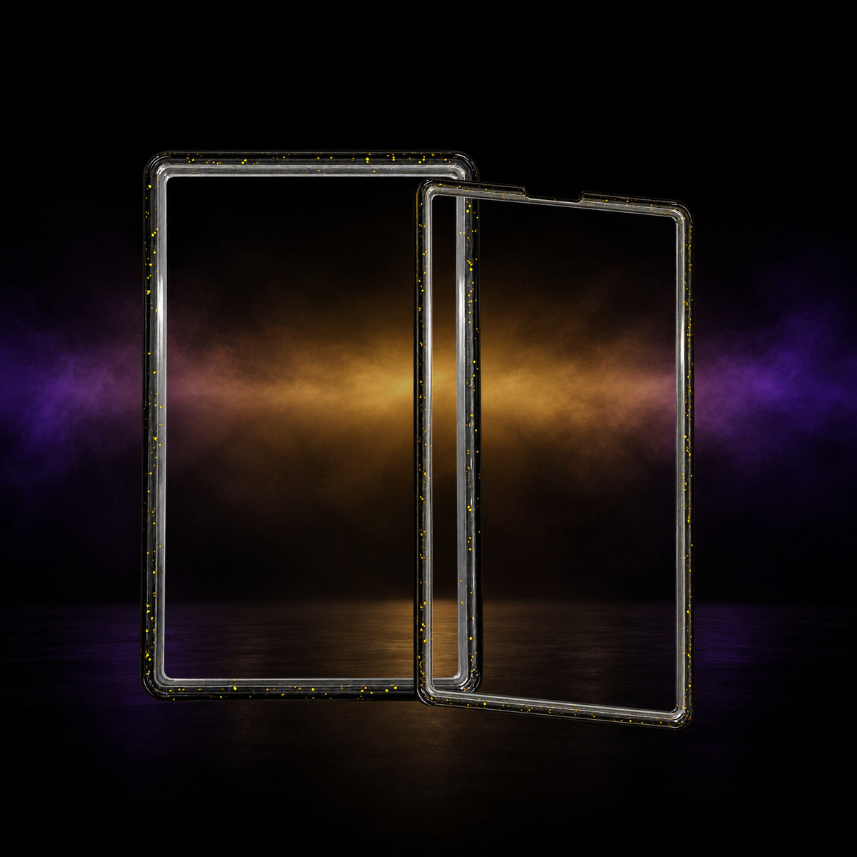 Golden Eclipse glitter PSA slab guard with front and back acrylic plates – Slabium Double Plate Guard Acrylic PSA
