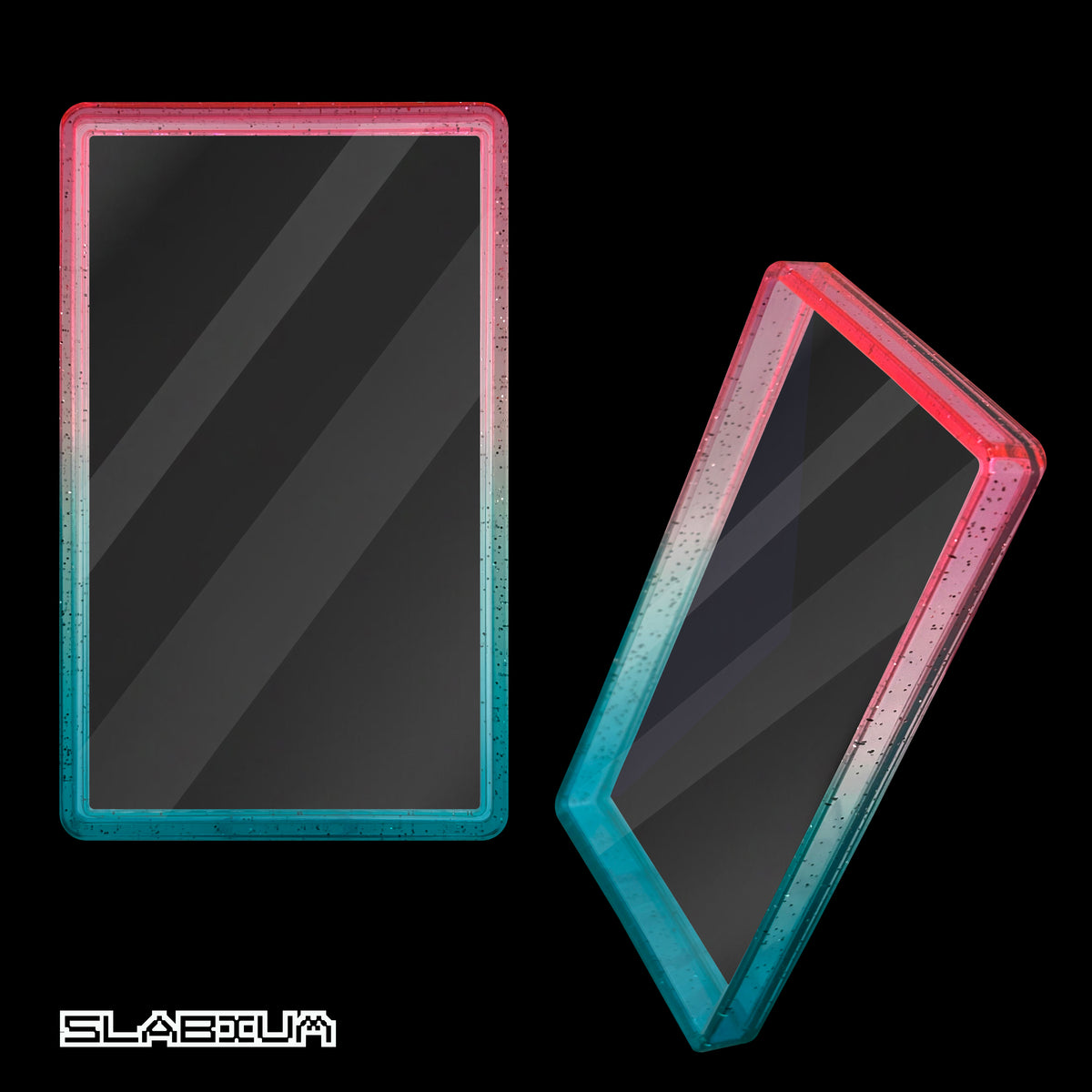 Miami PSA acrylic slab case with guard (pink & royal blue) – Slabium Guard Acrylic PSA