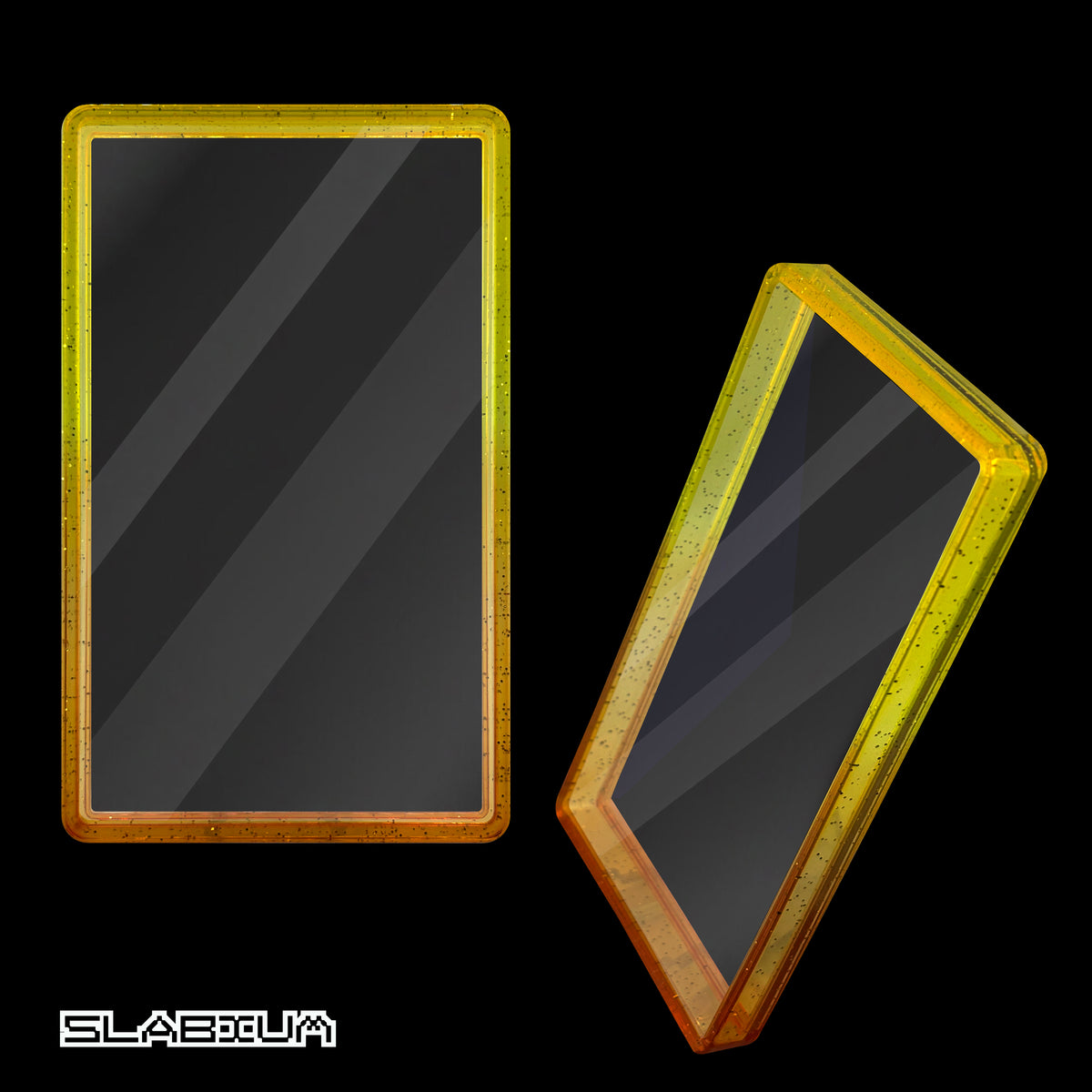 Amber PSA acrylic slab case with guard (yellow & orange) – Slabium Guard Acrylic PSA