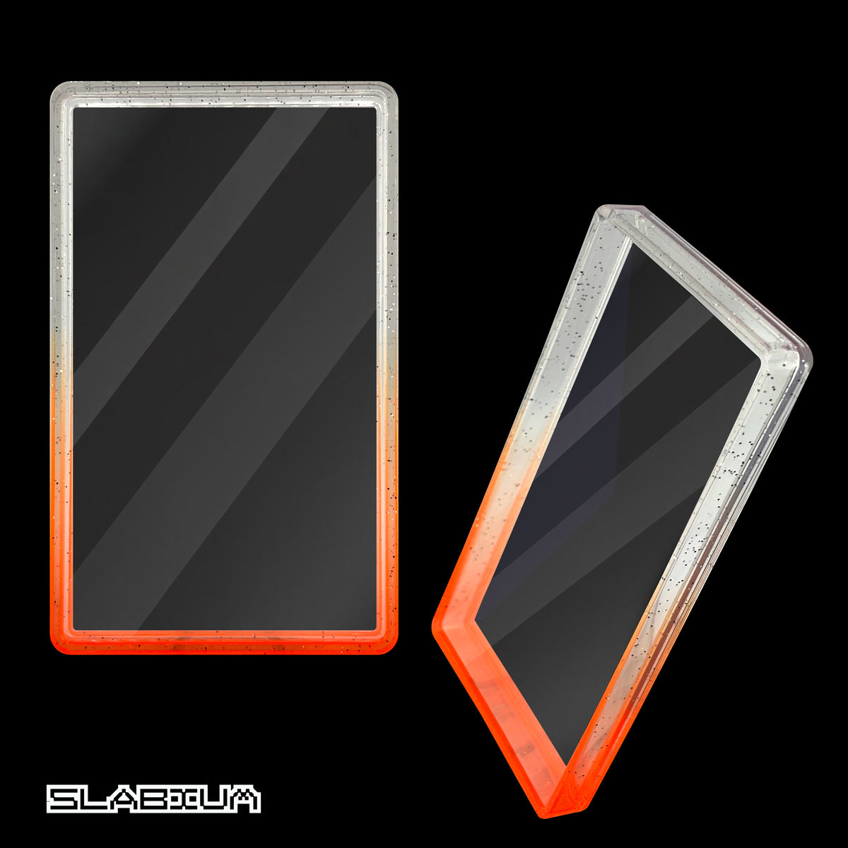Copper PSA acrylic slab case with guard (orange & clear) – Slabium Guard Acrylic PSA