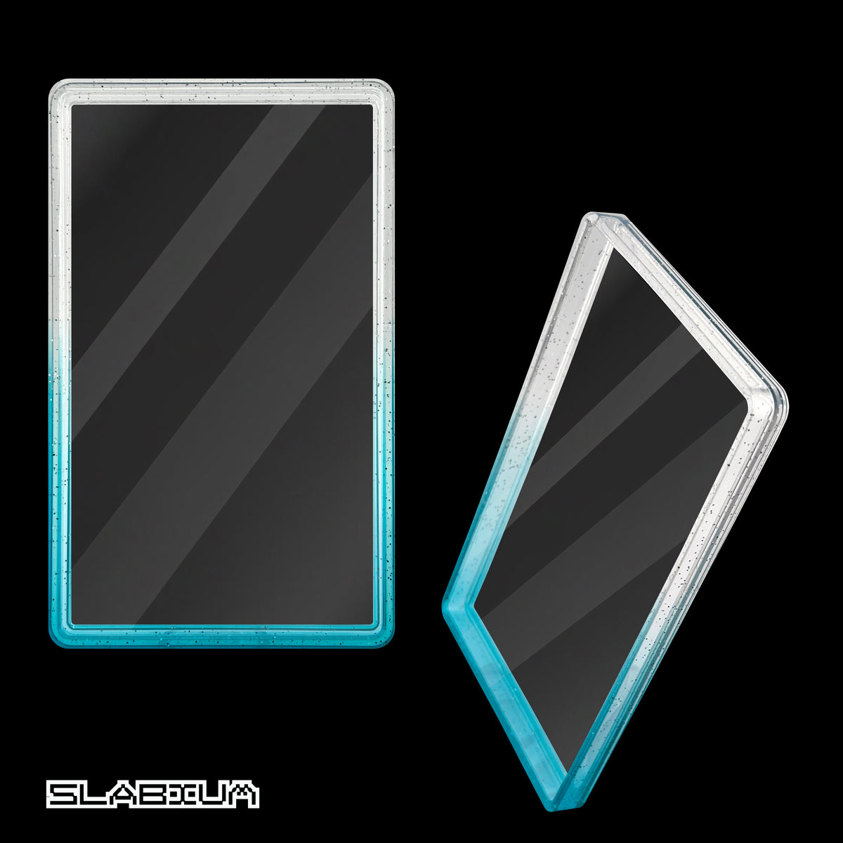 Lagoon PSA acrylic slab case with guard (clear & light blue) – Slabium Guard Acrylic PSA