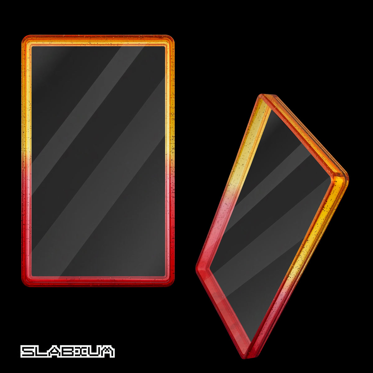 Blaze PSA acrylic slab case with guard (gold-yellow & red) – Slabium Guard Acrylic PSA
