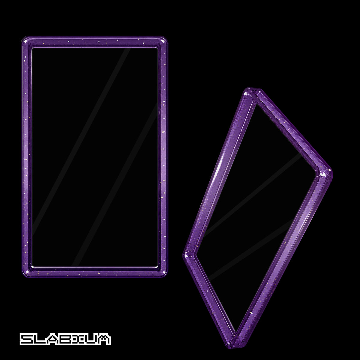 Ultraviolet premium PSA acrylic slab case with guard (purple glitter) – Slabium Guard Acrylic PSA