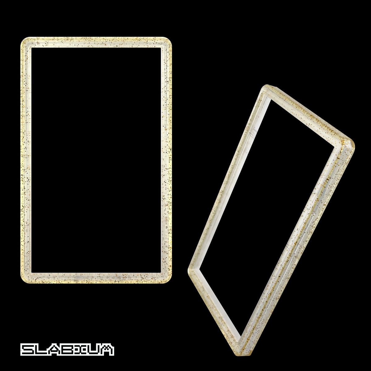 Stardust PSA slab guard bumper (clear with gold glitter) – Slabium Guard Bumper graded card protector