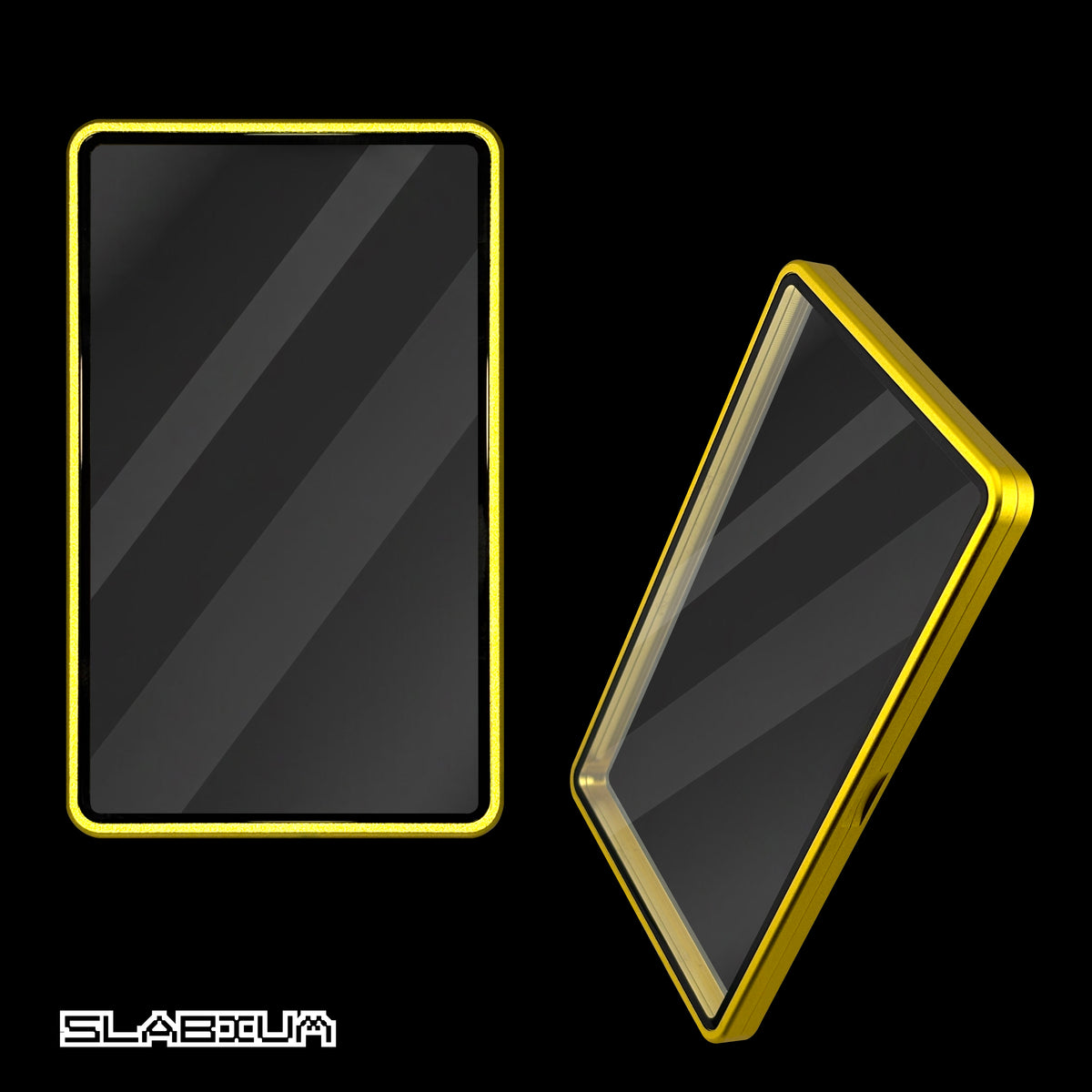 Saffron magnetic aluminum PSA slab case with UV glass – Slabium Metal Case