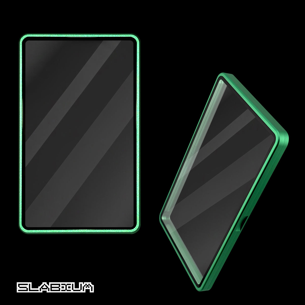 Emerald magnetic aluminum PSA slab case with UV glass – Slabium Metal Case
