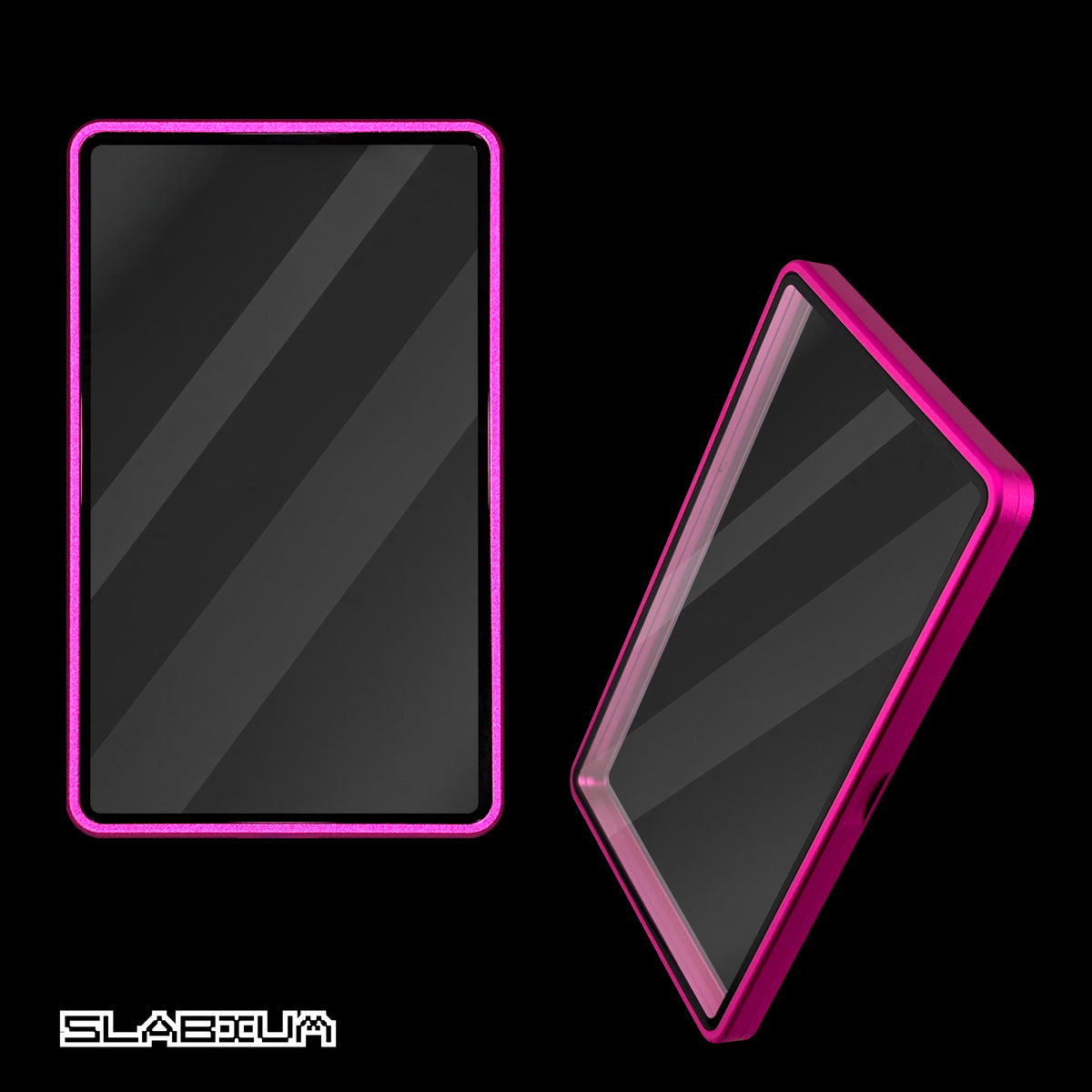 Magenta magnetic aluminum PSA slab case with UV glass – Slabium Metal Case