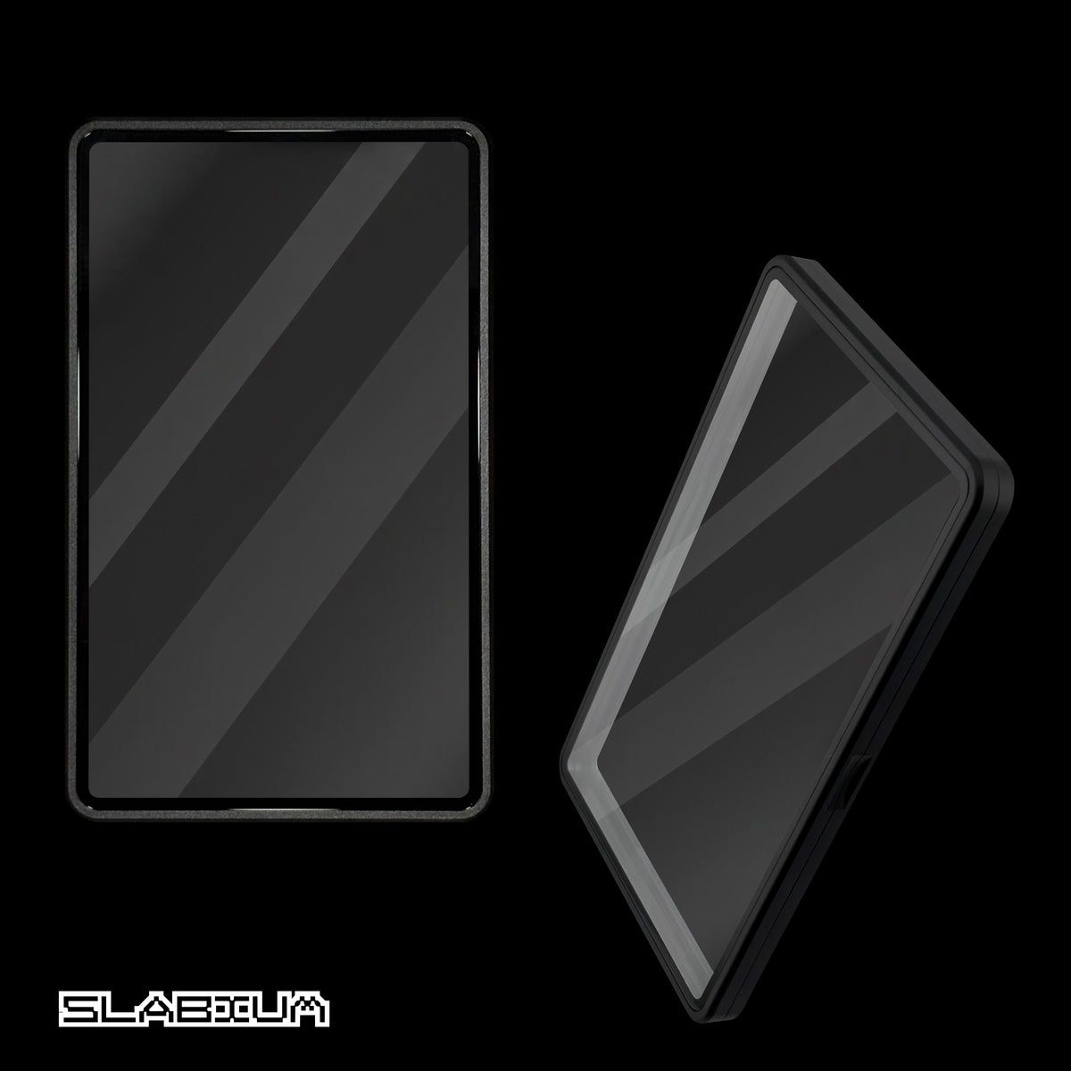 Carbon magnetic aluminum PSA slab case with UV glass – Slabium Metal Case
