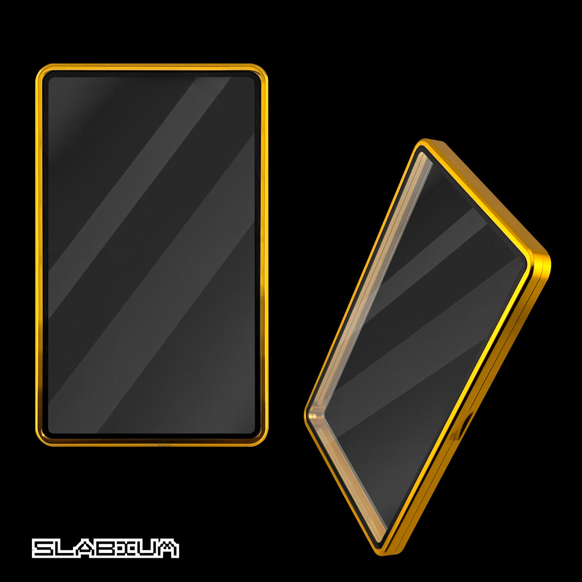 Aurum magnetic aluminum PSA slab case with UV glass – Slabium Metal Case