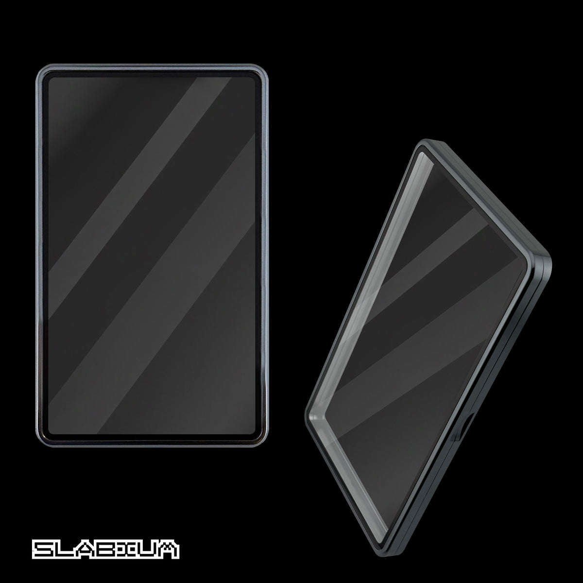 Graphite magnetic aluminum PSA slab case with UV glass – Slabium Metal Case